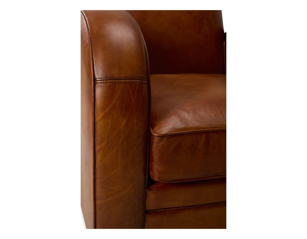 Leather club armchair light brown