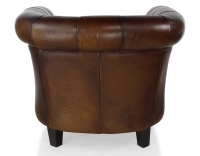 Fauteuil chesterfield cuir marron soutenu accoudoirs cloutés