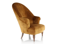 Toad armchair with armrests walnut-stained wooden legs and high-backed bronze velvet fabric