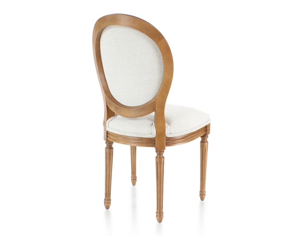 Chaise ancienne style Louis XVI bois teinte ancienne et tissu beige naturel