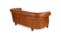 Canapé Chesterfield cuir 2 places marron clair accoudoirs cloutés