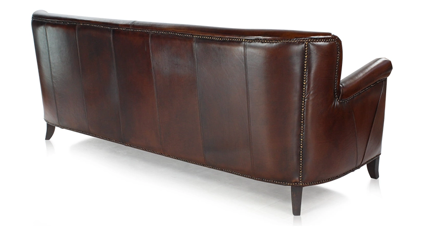 3 seater leather club sofa dark brown