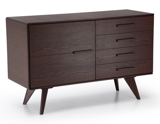 Aparador de 2 puertas de roble madera tinte en marrón oscuro