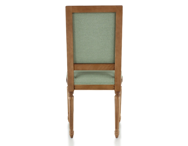 Chaise ancienne style Louis XVI bois teinte ancienne et tissu vert sauge