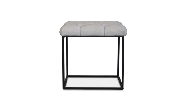 Pouf Chesterfield tissu beige