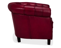 Sillón Chesterfield de piel rojo carmín reposabrazos con tachuelas