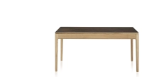 Table extensible 8 à 12 personnes en chêne et céramique allonges bois avec bois teinte naturelle et plateau céramique brun oxydé 180x100 cm
