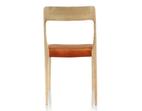 Chaise scandinave bois teinte naturelle assise tissu velours terracotta