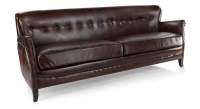 3 seater leather club sofa dark brown