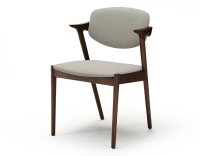 Dark brown stained design chair and natural beige fabric dark brown wood seat natural beige fabric