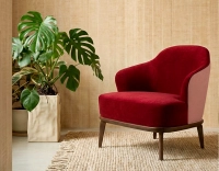 Sillón de diseño tejido burdeos y rosa empolvado
