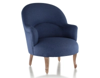 Toad armchair with armrests walnut-stained wooden legs and navy blue fabric
