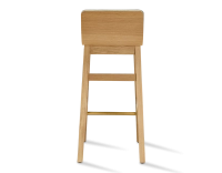 Tabouret de bar en chêne H60 cm bois teinte naturelle assise tissu bleu océan