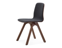Chaise design en chêne tapissé bois teinte marron foncé assise tissu gris anthracite