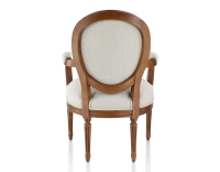 Fauteuil ancien style Louis XVI bois teinte ancienne et tissu beige naturel