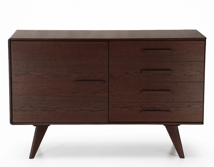 Buffet 2 portes en chêne bois teinte marron foncé