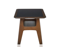 Table basse rectangulaire en chêne et céramique avec bois teinte marron foncé plateau céramique noir unie 100x50 cm