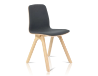 Chaise design en chêne tapissé bois teinte naturelle assise tissu gris anthracite