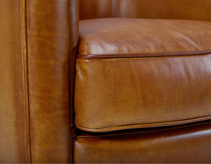 Fauteuil club cuir cognac