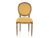 Chaise ancienne style Louis XVI bois teinte ancienne et tissu jaune