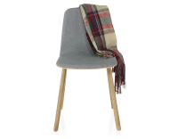Chaise design en chêne tapissé bois teinte naturelle assise tissu gris clair