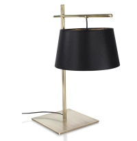 Lampe a poser équerre dorée abat jour noir intérieur doré