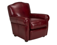 Fauteuil club cuir rouge carmin