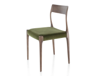 Silla escandinava madera tinte marrón oscuro asiento tejido verde oliva