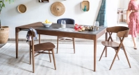 Mesa extensible de roble de 8 a 12 comensales con tablero y extensiones de madera en tono marrón oscuro 180x100 cm