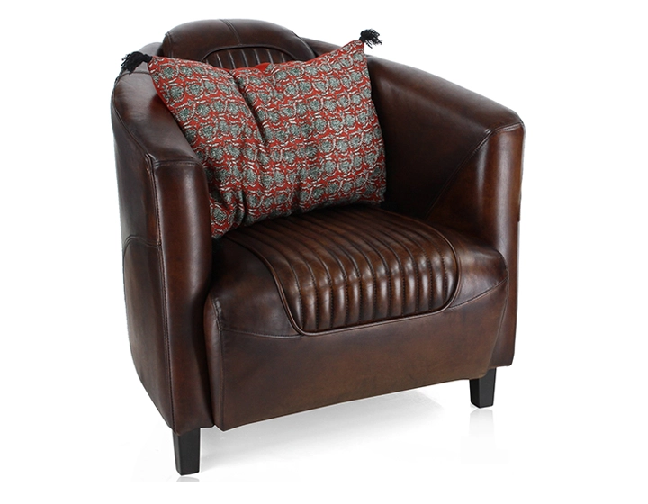 Fauteuil club cuir marron soutenu