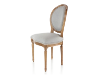 Chaise ancienne style Louis XVI bois teinte ancienne et tissu gris clair