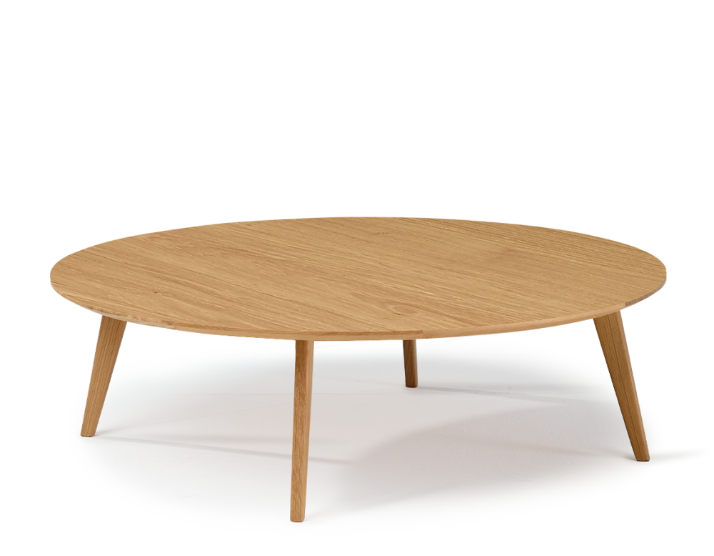 Table basse ronde en chêne plateau bois F1 teinte naturelle 90x90x40 cm