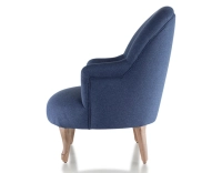 Toad armchair with armrests walnut-stained wooden legs and navy blue fabric