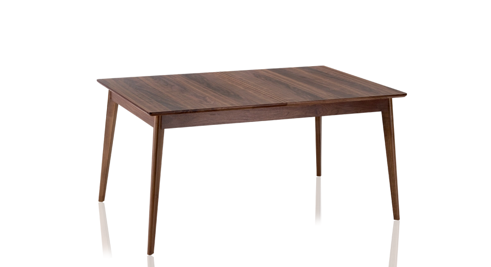 Table extensible en noyer 6 à 8 personnes avec plateau et allonges bois teinte naturelle 140x90 cm