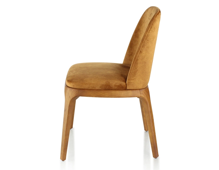 Designer chair Cherry-stained wood and bronze velvet fabric
