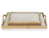 Large rectangular natural rattan cheeseboard