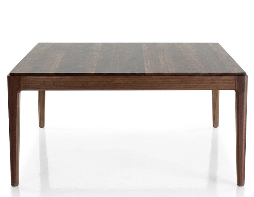 Table basse carrée en noyer sans tablette teinte naturelle 100x100 cm