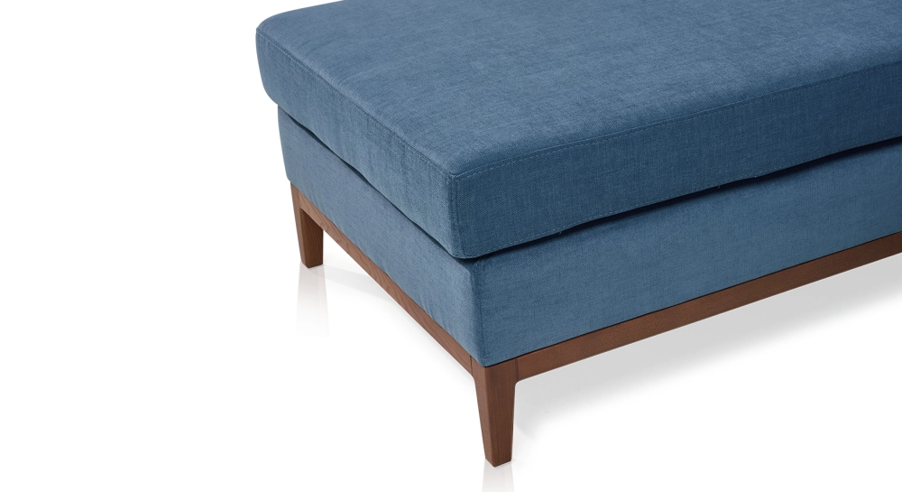 Canapé d'angle méridienne gauche 5 places tissu bleu jean (MG - 3D)