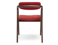 Chaise scandinave bois teinte marron foncé assise tissu orange brulé
