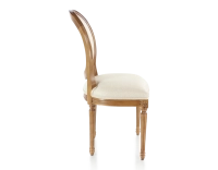 Silla antigua estilo Luis XVI madera con tinte envejecido y tejido chevron beige