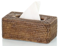 Caja de pañuelos rectangular de ratán marrón