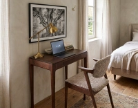 Bureau design en chêne teinte marron foncé L80 cm