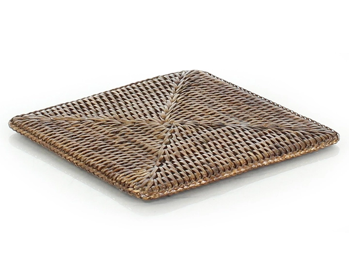 Brown rattan square trivet