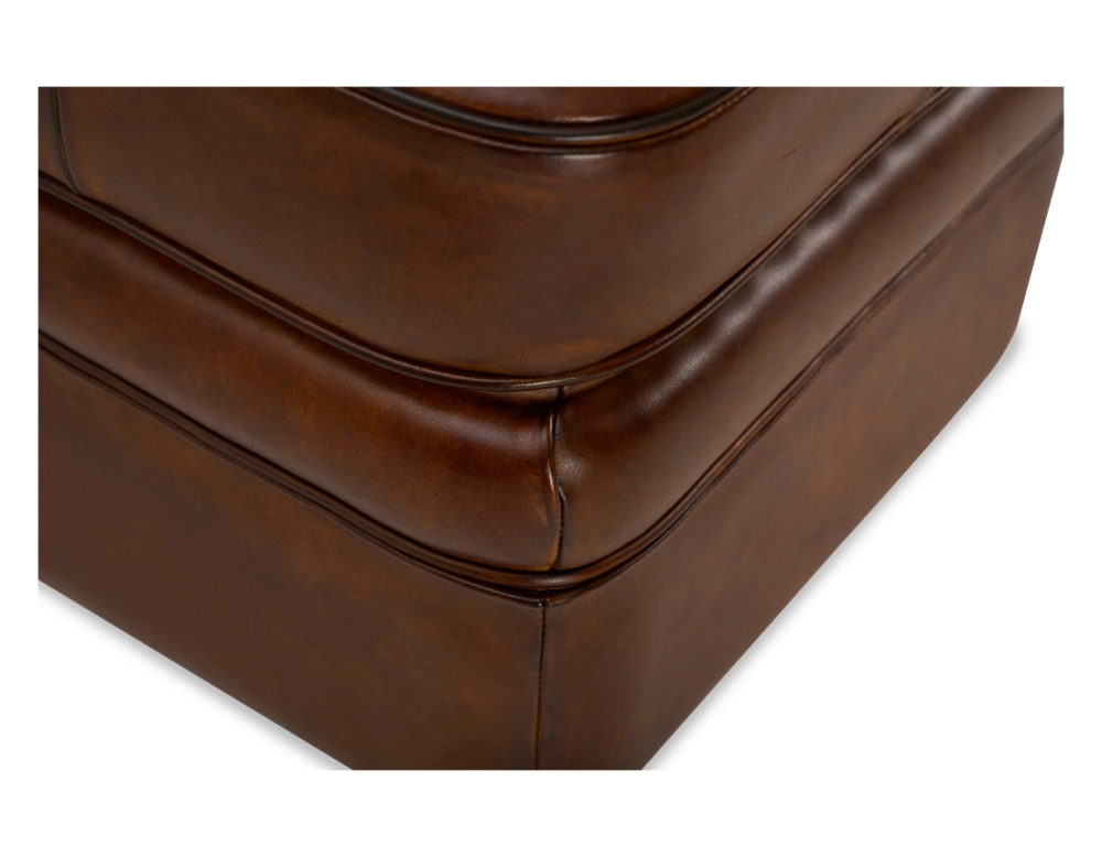 Pouf cuir marron vintage