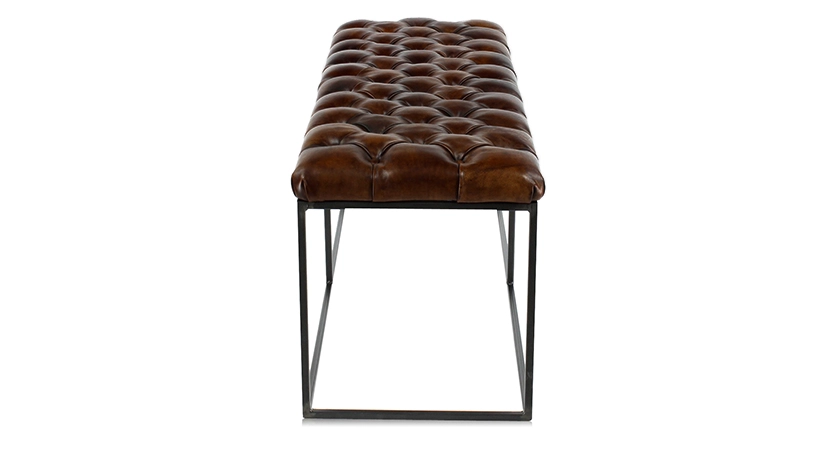Banco Chesterfield de piel marrón intenso