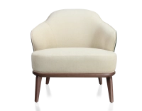 Fauteuil design tissu vert forêt et crème