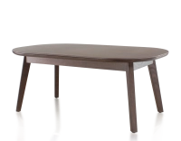 Table basse ovale en chêne et céramique avec bois teinte marron foncé plateau céramique brun oxydé 100x60 cm