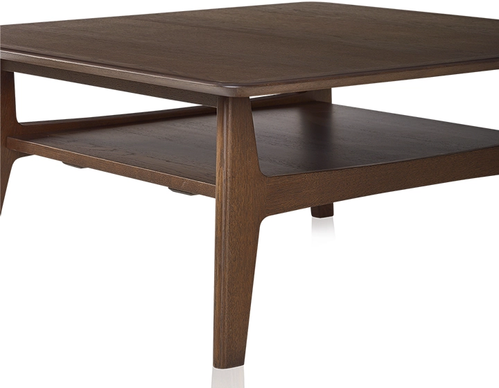 Mesa de centro cuadrada de roble teinte marron foncé 100x100 cm 100x100 cm