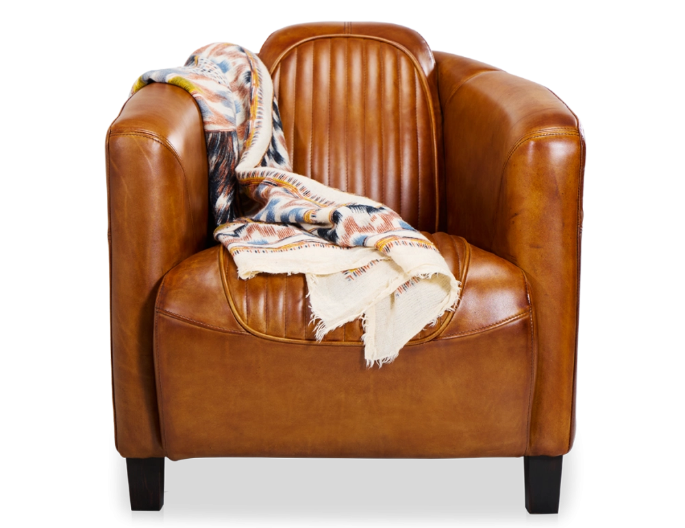 Fauteuil club cuir cognac