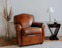 Fauteuil club cuir marron clair